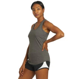 Women’s Perfect Tri Racerback Tank -Roxy Zone 5665868251304 heatheredcharcoal 5a
