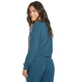 Spiritual Gangster Stripe Malibu Crew Neck Pullover -Roxy Zone 5666512535720 caribbean 3a