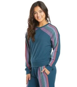 Spiritual Gangster Stripe Malibu Crew Neck Pullover -Roxy Zone 5666512535720 caribbean 5a