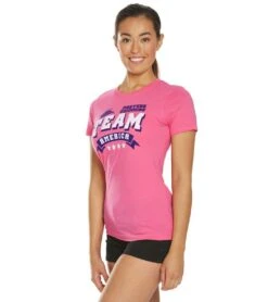 USMS Women's Team America Crew Neck Tee -Roxy Zone 5666704818344 hotpink 5a