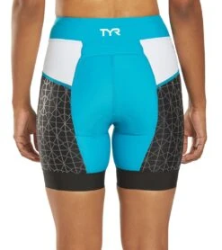 TYR Women's 6" Competitor Tri Short -Roxy Zone 5667087974568 turqgreywhite 3a