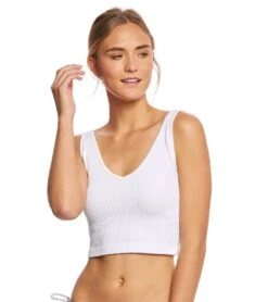 FREE PEOPLE Solid Rib Brami Yoga Crop Top