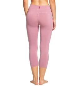High Rise Cotton Yoga Capris -Roxy Zone 5669216288936 dustyrose 3a