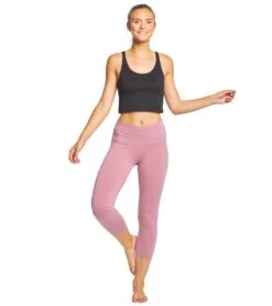 High Rise Cotton Yoga Capris -Roxy Zone 5669216288936 dustyrose 4a