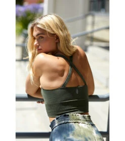 FREE PEOPLE Movement Good Karma Crop Yoga Top -Roxy Zone 5678282440872 army 7a