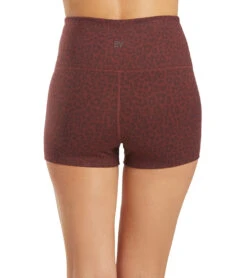 Uphold Cheetah High Waisted Hot Yoga Shorts 1" -Roxy Zone 6763934646440 burgundycheetah 3a