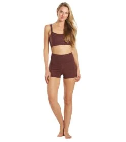 Uphold Cheetah High Waisted Hot Yoga Shorts 1" -Roxy Zone 6763934646440 burgundycheetah 4a