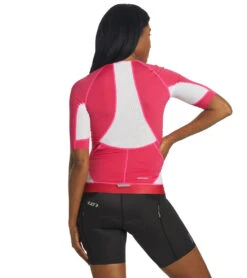 Louis Garneau Women's Sprint Short Sleeve Tri Jersey -Roxy Zone 7125196210344 darkpinkblack 3a