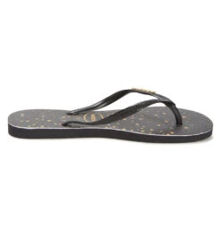 Havaianas Women's Slim Metallic Print Flip Flop -Roxy Zone 7203780591784 blacklightgolden 3a