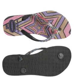Havaianas Kid's Slim Glitter II Sandal (Toddler, Big Kid) -Roxy Zone 7203783311528 black 4a