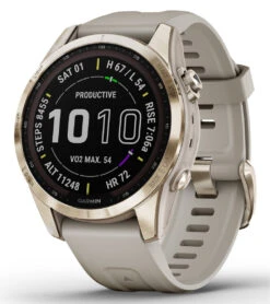 Garmin Fenix 7S Sapphire Solar Cream Gold Titanium/Light Sand Band