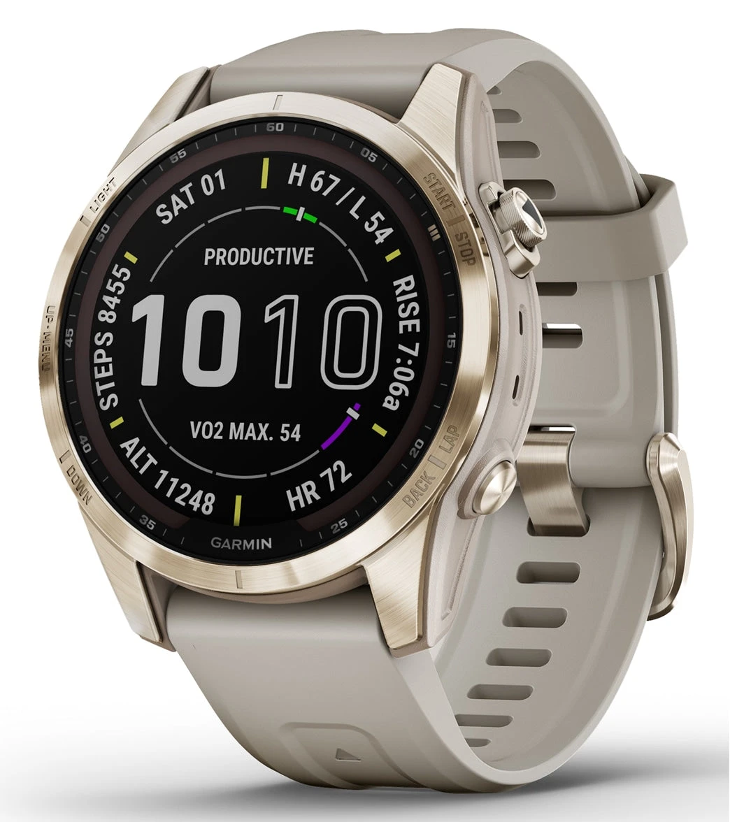 Garmin Fenix 7S Sapphire Solar Cream Gold Titanium/Light Sand Band 1 Garmin Fenix 7S Sapphire Solar Cream Gold Titanium/Light Sand Band