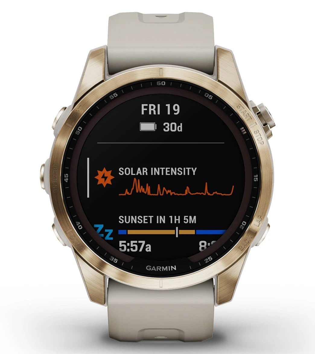 Garmin Fenix 7S Sapphire Solar Cream Gold Titanium/Light Sand Band 2 Garmin Fenix 7S Sapphire Solar Cream Gold Titanium/Light Sand Band - Image 2