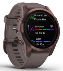 Garmin Fenix 7S Sapphire Solar Dark Bronze Titanium/Shale Gray Band -Roxy Zone 7289504923816 bronzegray 3a