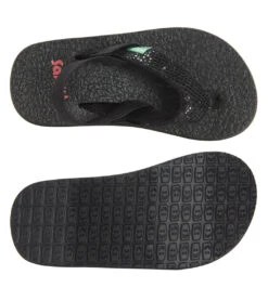 Sanuk Girls' Yoga Glitter Sandal (Little Kid) -Roxy Zone 7345926078632 black 4a