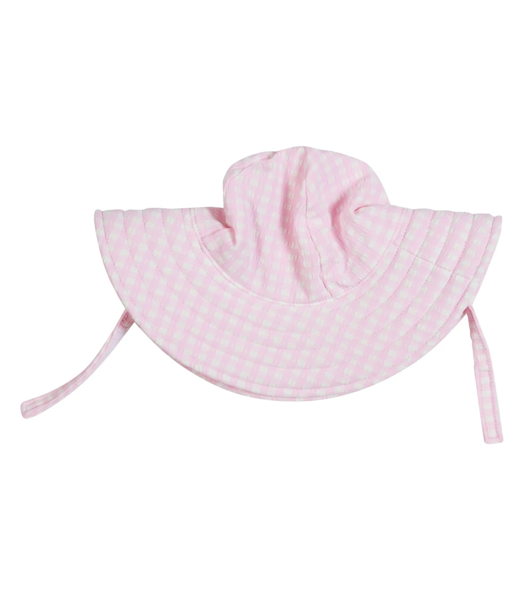 Girls' Pink Gingham Seersucker UPF 50+ Summer Splash Swim Hat 2 Girls' Pink Gingham Seersucker UPF 50+ Summer Splash Swim Hat - Image 2