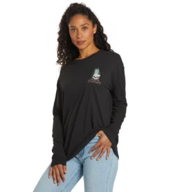 HURLEY Women's Bad Apples Grace Oversize Long Sleeve Tee -Roxy Zone 7471951282344 caviar 4a