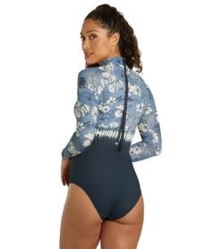 Rip Curl Women's Surf Treehouse Long Sleeve UPF 50 One Piece Swimsuit -Roxy Zone 7508547961000 navy 3a
