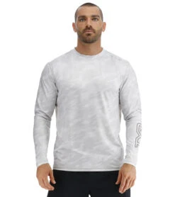 TYR Men's Camohex SunDefense Long Sleeve Vented UPF 50+ Swim Shirt