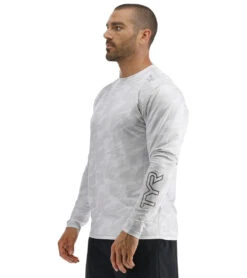TYR Men's Camohex SunDefense Long Sleeve Vented UPF 50+ Swim Shirt -Roxy Zone 7573289730216 windchime 5a