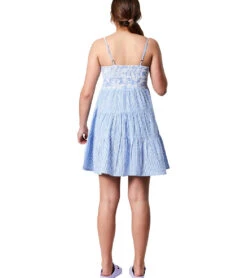 Girls' Cornflower Stripe Beach Dress (Little Kid, Big Kid) 7 Girls' Cornflower Stripe Beach Dress (Little Kid, Big Kid) -Roxy Zone 7601446682792 blue 4a