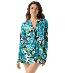 Women's Deco Garden Mary Relaxed Fit Zip Front Long Sleeve Rash Guard
