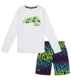 Under Armour Boys' UA Warp Logo Long Sleeve Swim Set (Toddler)