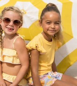 Girls' Marigold Flutter Sleeve Rashguard (Toddler, Little Kid, Big Kid) 10 Girls' Marigold Flutter Sleeve Rashguard (Toddler, Little Kid, Big Kid) -Roxy Zone 7652777066664 yellow 5a