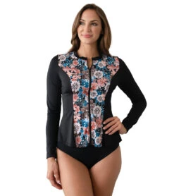 Women's Moon Shadow Zip Long Sleeve Swim Shirt