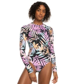 Women's Roxy Active Onesie Back Zip UPF 50 One Piece Swimsuit